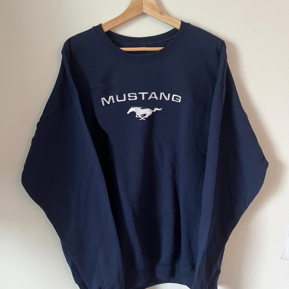 Navy Blue Mustang GT Logo, Ford Racing Auto, F150 Bronco Design Sweatshirt